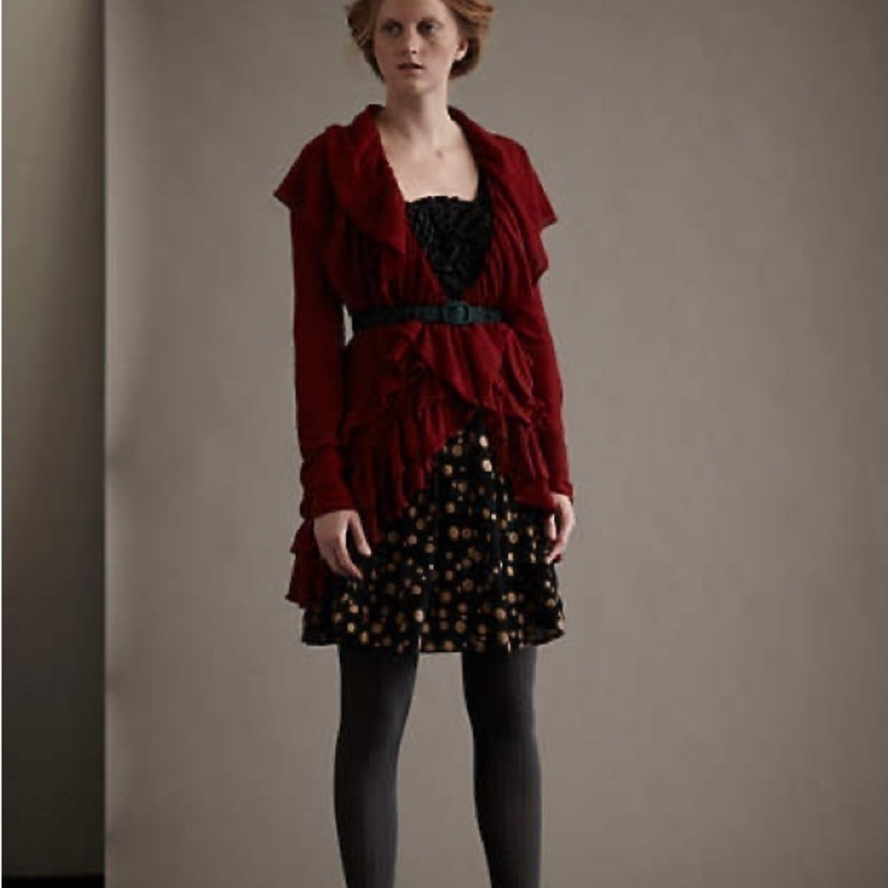 ANTHROPOLOGIE Burlapp Swirled Rosette Dress Size Medium - Picture 3 of 7
